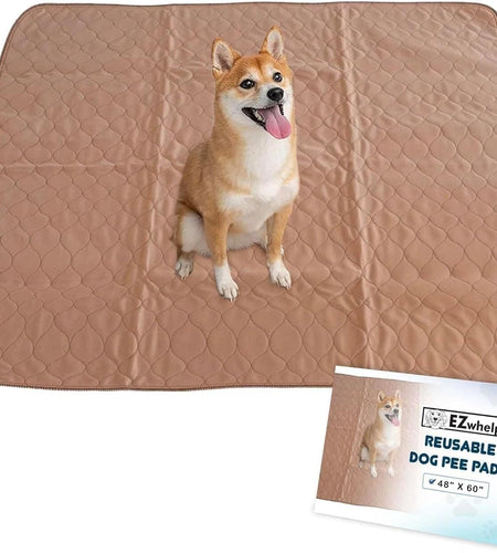 Reusable Dog Pee Pads - Waterproof Training Pads for Dogs - Washable & Sanitary - Rounded Corners - Laminated, Lightweight, Durable - Pet Essentials for Puppy Training and Whelping - 48" X 60"