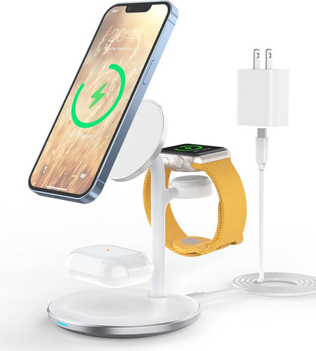3 in 1 Wireless Charging Station for Multiple Devices, 15W Fast Wireless Mag-Safe Charger Stand for Iphone 14 13 12 Pro Max/Plus/Pro/Mini, Mag Charger for Iwatch Ultra/8/7/Se/6/5/4/3/2, Airpods