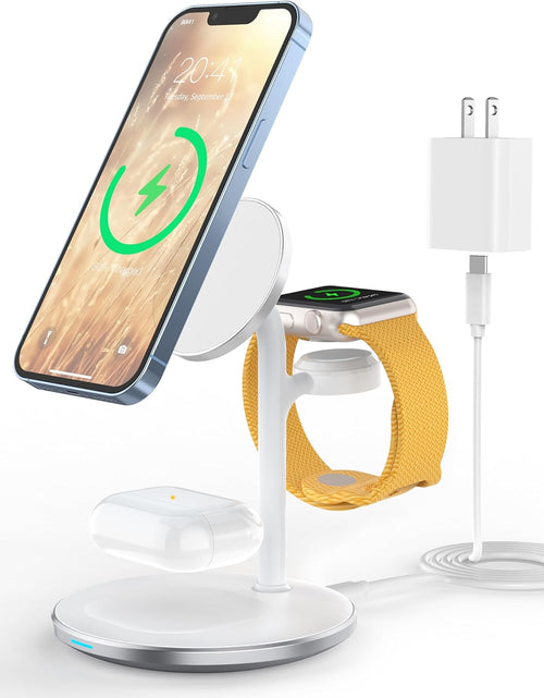 Load image into Gallery viewer, 3 in 1 Wireless Charging Station for Multiple Devices, 15W Fast Wireless Mag-Safe Charger Stand for Iphone 14 13 12 Pro Max/Plus/Pro/Mini, Mag Charger for Iwatch Ultra/8/7/Se/6/5/4/3/2, Airpods
