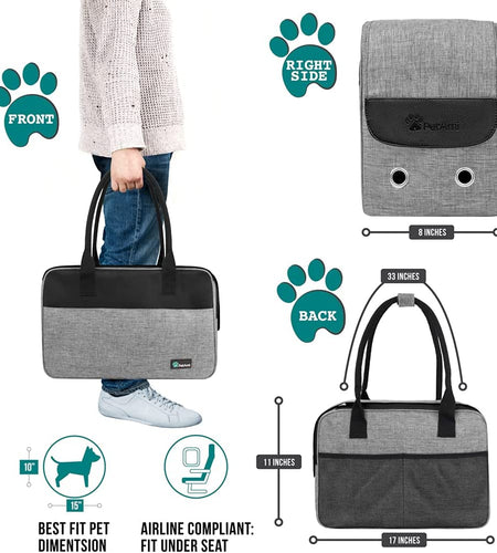 Airline Approved Dog Purse Carrier | Soft-Sided Pet Carrier for Small Dog, Cat, Puppy, Kitten | Portable Stylish Pet Travel Handbag | Ventilated Breathable Mesh, Sherpa Bed