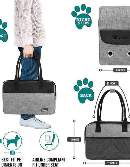 Load image into Gallery viewer, Airline Approved Dog Purse Carrier | Soft-Sided Pet Carrier for Small Dog, Cat, Puppy, Kitten | Portable Stylish Pet Travel Handbag | Ventilated Breathable Mesh, Sherpa Bed
