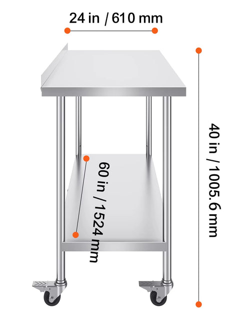 Load image into Gallery viewer, Stainless Steel Work Table Commercial Food Prep Worktable with Casters Heavy Duty Prep Worktable for Restaurant Home Hotel
