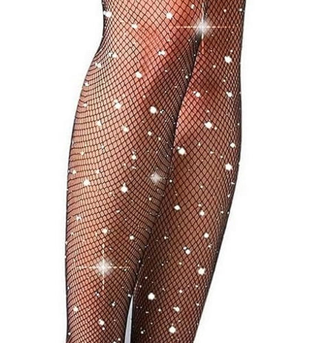 Fishnet Stockings Rhinestone High Waist Sparkly Tights for Women