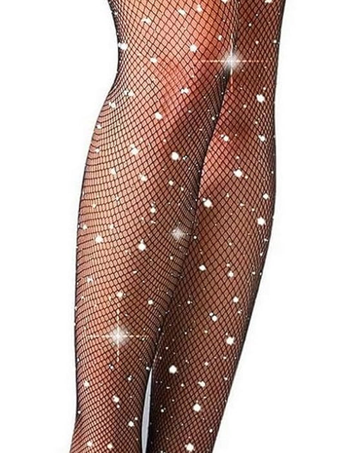 Load image into Gallery viewer, Fishnet Stockings Rhinestone High Waist Sparkly Tights for Women
