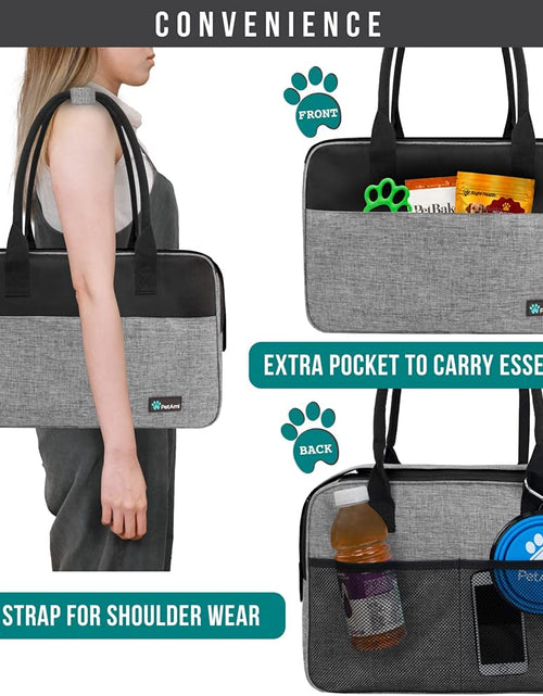 Load image into Gallery viewer, Airline Approved Dog Purse Carrier | Soft-Sided Pet Carrier for Small Dog, Cat, Puppy, Kitten | Portable Stylish Pet Travel Handbag | Ventilated Breathable Mesh, Sherpa Bed
