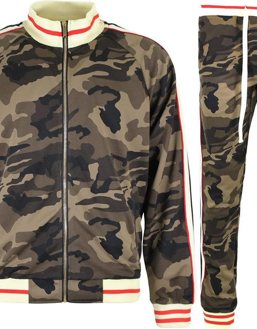 Load image into Gallery viewer, Men&#39;S Side Stripe Zipper Jacket Drawstring Waistband Tracksuit
