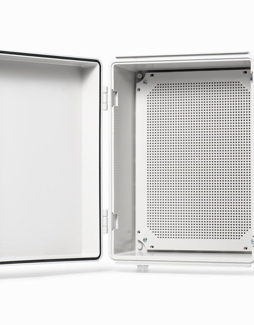 Load image into Gallery viewer, Waterproof Junction Box IP67 Outdoor Plastic Electrical Project Enclosure Weatherproof with Mounting Plate, Wall Brackets, Hinged Grey Cover 16.1&quot;X12.2&quot;X7.1&quot;
