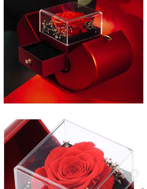 Load image into Gallery viewer, Fashion Jewelry Box Red Apple Christmas Gift Necklace Eternal Rose for Girl Mother'S Day Valentine'S Day Gifts with Artificial Flower Rose Flower Jewelry Box
