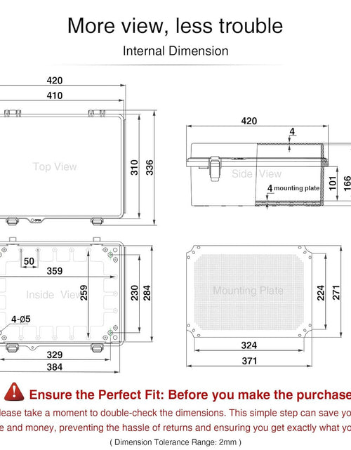 Load image into Gallery viewer, Waterproof Junction Box IP67 Outdoor Plastic Electrical Project Enclosure Weatherproof with Mounting Plate, Wall Brackets, Hinged Grey Cover 16.1&quot;X12.2&quot;X7.1&quot;
