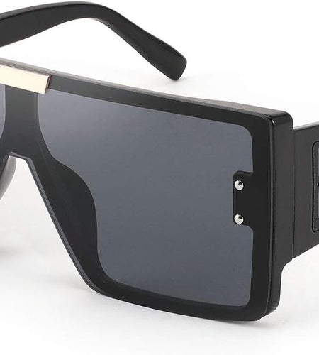 Square Oversized Flat Top Sunglasses with Side Lens Integrated for Women Men B4028