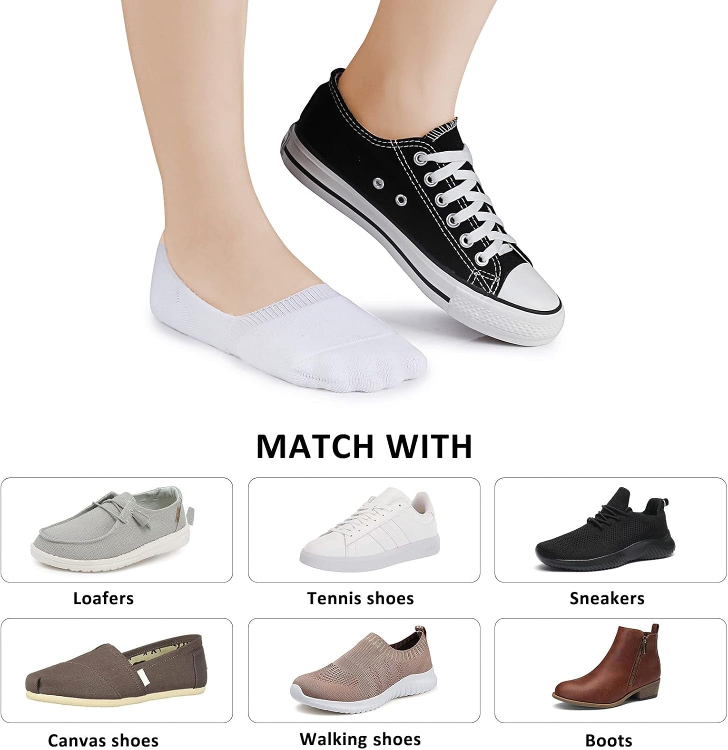 6 Pairs Unisex Thick Cushion Athletic Cotton Non Slip Low Cut Flat Liner No Show Socks