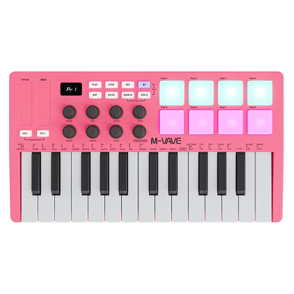 Smk-25Mini MIDI Keyboard Rechargeable 25-Key MIDI Control Keyboard Instrument Mini Portable USB Keyboard MIDI Controller