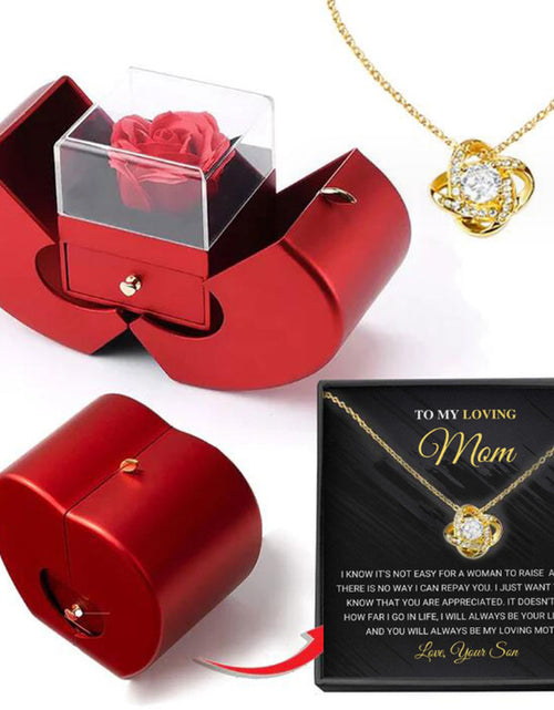 Load image into Gallery viewer, Fashion Jewelry Box Red Apple Christmas Gift Necklace Eternal Rose for Girl Mother'S Day Valentine'S Day Gifts with Artificial Flower Rose Flower Jewelry Box
