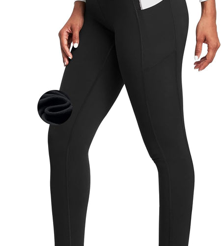 Fleece Lined Leggings with Pockets for Women Thermal Yoga Pants for Women Winter Workout Leggings for Women