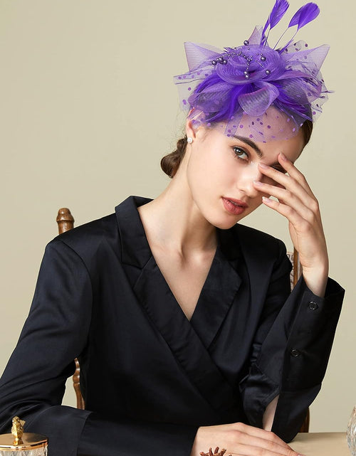 Load image into Gallery viewer, Fascinator Hats for Women Tea Party Hat Kentucky Fascinators Headband Derby Hats Wedding Carnival
