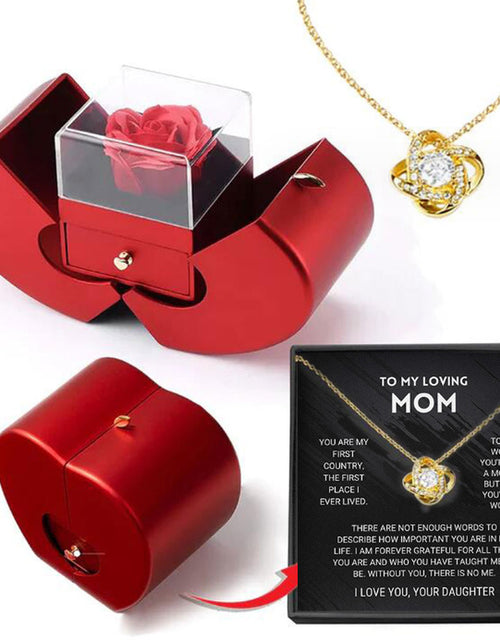 Load image into Gallery viewer, Fashion Jewelry Box Red Apple Christmas Gift Necklace Eternal Rose for Girl Mother'S Day Valentine'S Day Gifts with Artificial Flower Rose Flower Jewelry Box
