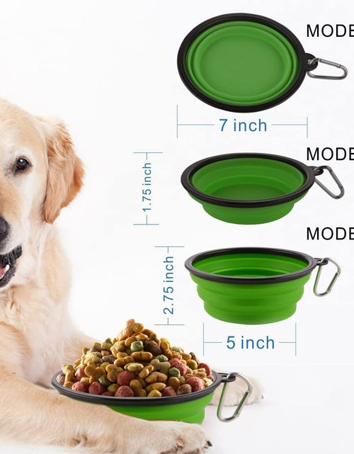Load image into Gallery viewer, Large Collapsible Dog Bowls, 34Oz Travel Water Food Bowls Portable Foldable Collapse Dishes with Carabiner Clip, 2 Pack (Green+Blue)
