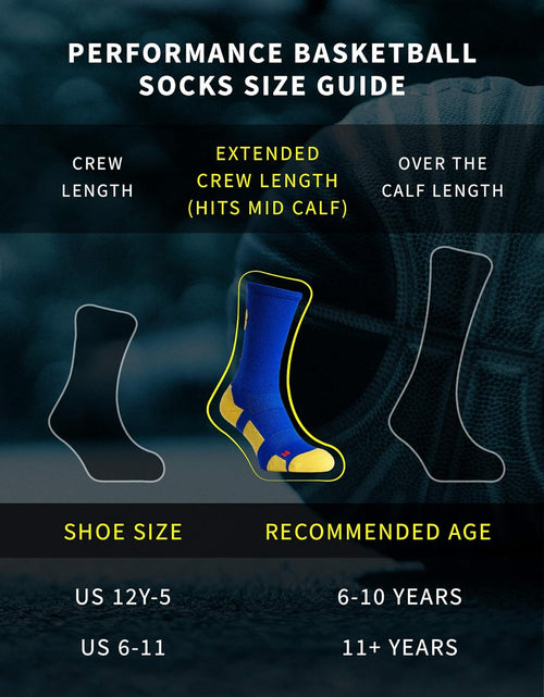 Load image into Gallery viewer, Youth Boys Basketball Socks Sports Athletic Crew Socks with Basketball Arm Sleeve - Made in USA
