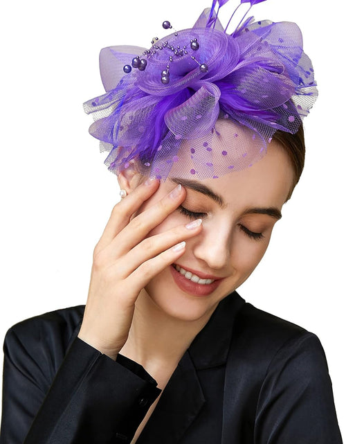 Load image into Gallery viewer, Fascinator Hats for Women Tea Party Hat Kentucky Fascinators Headband Derby Hats Wedding Carnival
