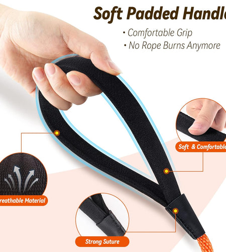 Check Cord Dog Leash Long Lead Training Tracking Line Comfortable Handle Heavy Duty Puppy Rope 10Ft 15Ft 30Ft 50Ft for Small Medium Large Dog