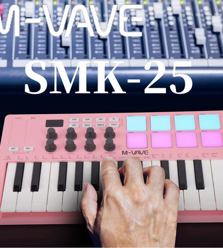 Smk-25Mini MIDI Keyboard Rechargeable 25-Key MIDI Control Keyboard Instrument Mini Portable USB Keyboard MIDI Controller