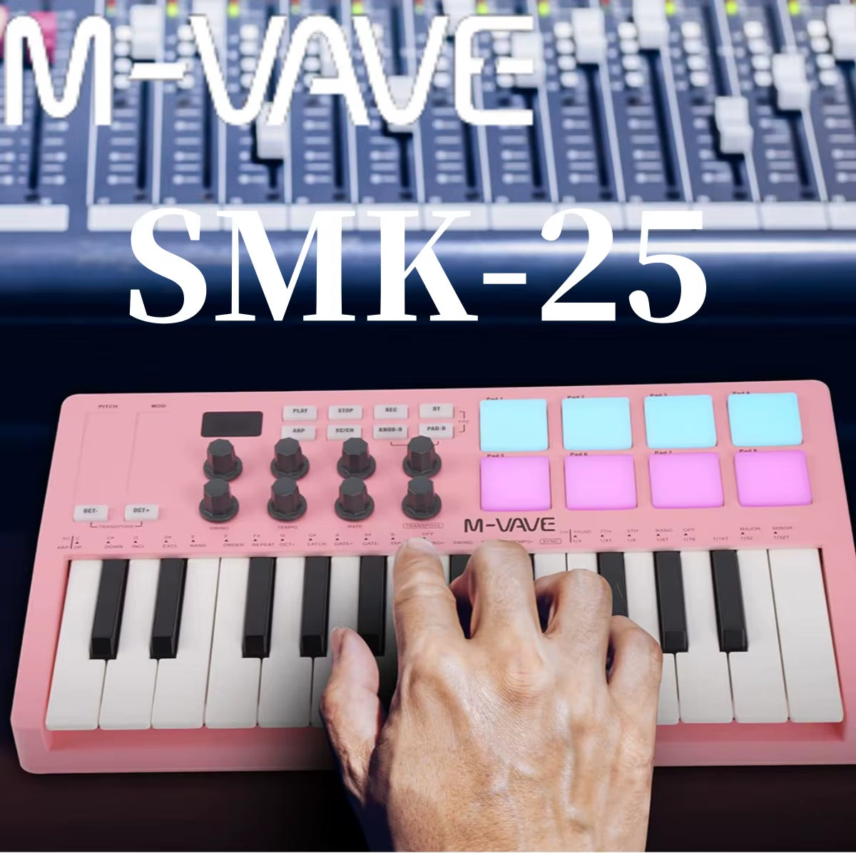 Smk-25Mini MIDI Keyboard Rechargeable 25-Key MIDI Control Keyboard Instrument Mini Portable USB Keyboard MIDI Controller