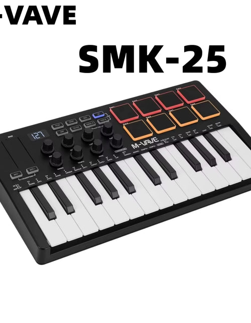 Load image into Gallery viewer, Smk-25Mini MIDI Keyboard Rechargeable 25-Key MIDI Control Keyboard Instrument Mini Portable USB Keyboard MIDI Controller
