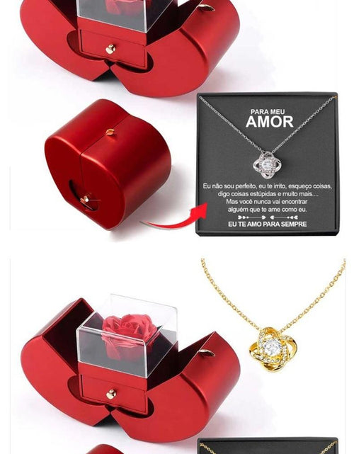 Load image into Gallery viewer, Fashion Jewelry Box Red Apple Christmas Gift Necklace Eternal Rose for Girl Mother'S Day Valentine'S Day Gifts with Artificial Flower Rose Flower Jewelry Box
