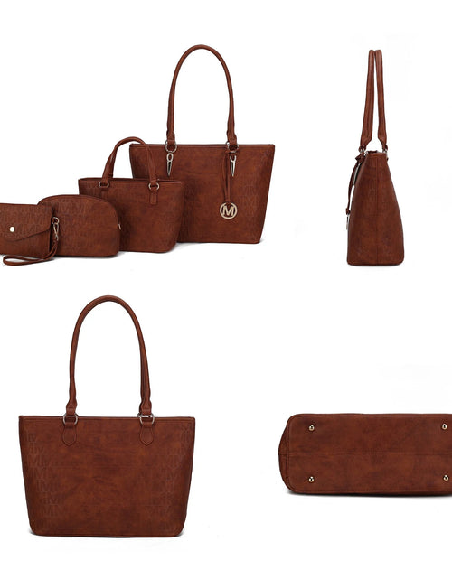 Load image into Gallery viewer, Edelyn Women&#39;S Tote Bag, Small Tote Handbag, Pouch Purse &amp; Wristlet Wallet, Signature Handbag 4 Pcs Set by Mia K
