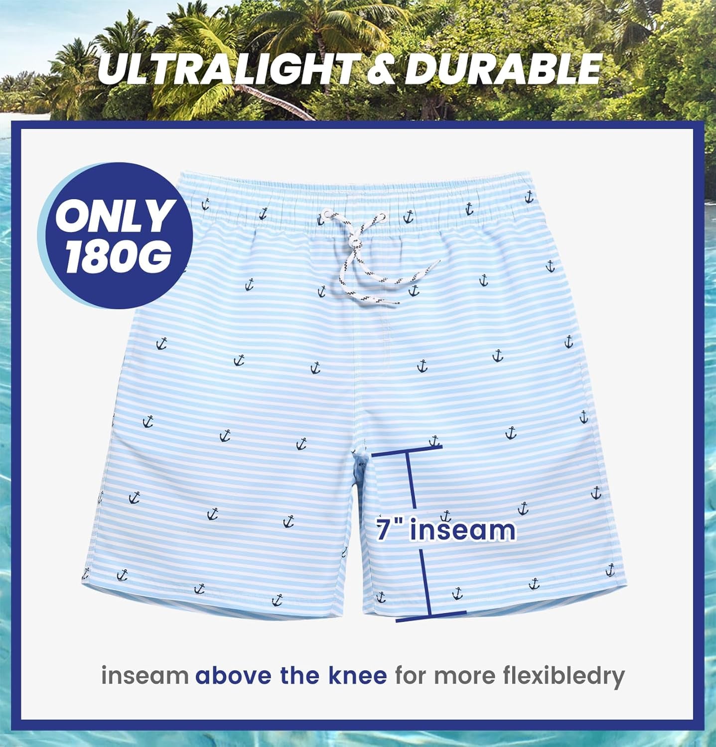 Mens Slim Fit Quick Dry Swim Shorts Swim Trunks Mens Bathing Suits with Mesh Lining