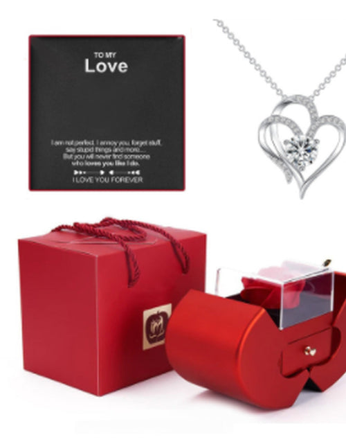 Load image into Gallery viewer, Fashion Jewelry Box Red Apple Christmas Gift Necklace Eternal Rose for Girl Mother'S Day Valentine'S Day Gifts with Artificial Flower Rose Flower Jewelry Box
