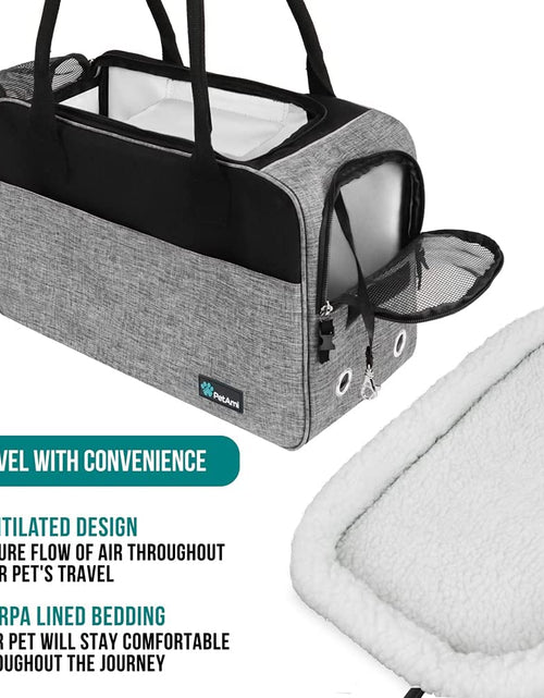 Load image into Gallery viewer, Airline Approved Dog Purse Carrier | Soft-Sided Pet Carrier for Small Dog, Cat, Puppy, Kitten | Portable Stylish Pet Travel Handbag | Ventilated Breathable Mesh, Sherpa Bed
