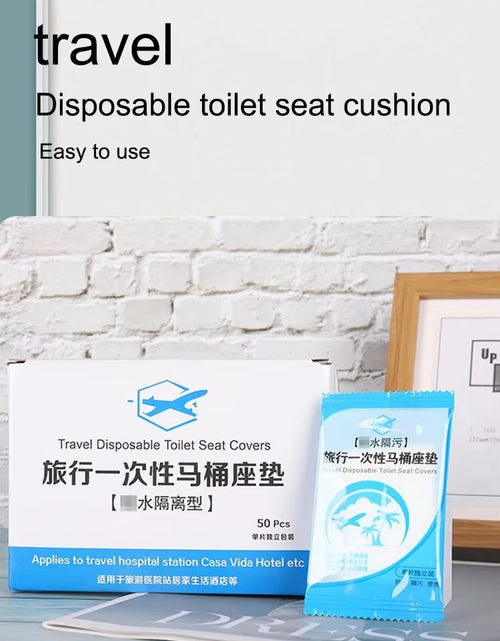 Load image into Gallery viewer, 50Pcs Disposable Plastic Toilet Seat Cover Waterproof and Non Slip Individually Wrapped, for Travel, Toilet Seat Protectors
