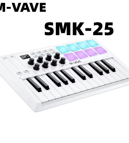 Smk-25Mini MIDI Keyboard Rechargeable 25-Key MIDI Control Keyboard Instrument Mini Portable USB Keyboard MIDI Controller