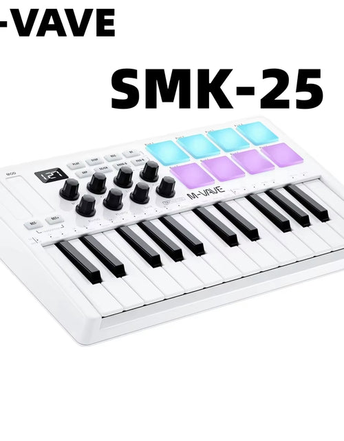 Load image into Gallery viewer, Smk-25Mini MIDI Keyboard Rechargeable 25-Key MIDI Control Keyboard Instrument Mini Portable USB Keyboard MIDI Controller
