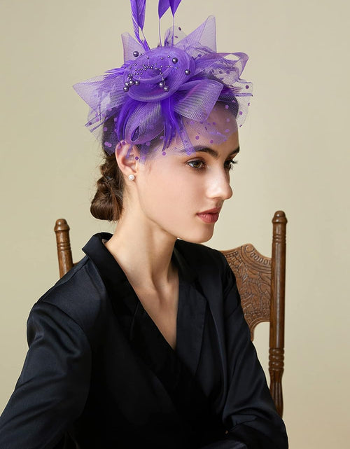 Load image into Gallery viewer, Fascinator Hats for Women Tea Party Hat Kentucky Fascinators Headband Derby Hats Wedding Carnival
