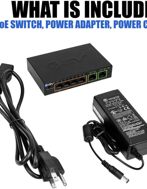 Load image into Gallery viewer, -Tech 6 Port Poe+ Switch (4 Poe+ Ports with 2 Ethernet Uplink and Extend Function) – 60W – 802.3At + 1 High Power Poe Port| Desktop Fanless Design | Sturdy Metal Housing
