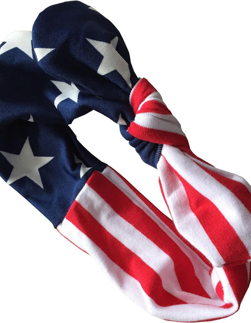 Load image into Gallery viewer, 4Th of July Toddler Baby Girl American Flag Tassel Romper with Headband
