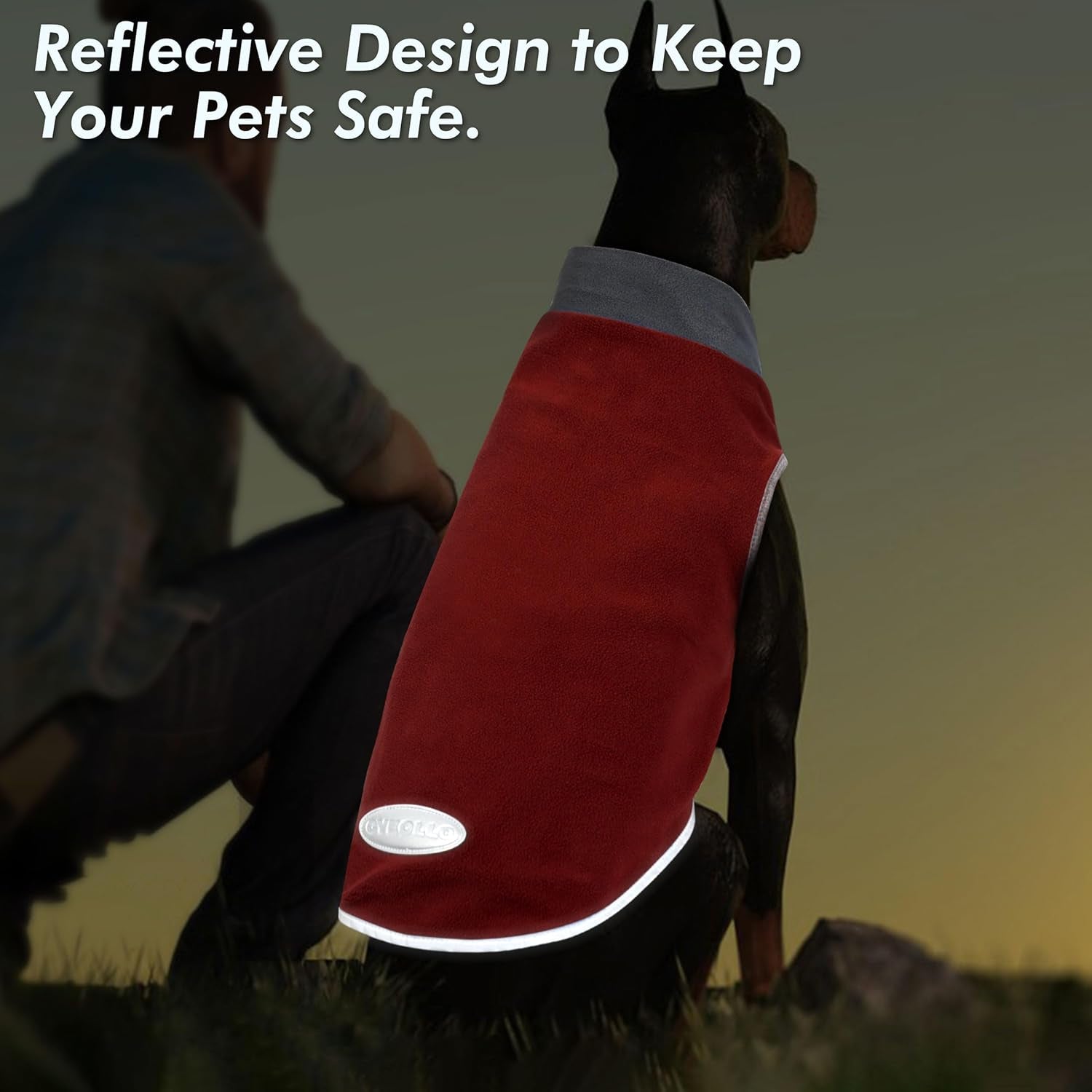 2 Pack Dog Sweater Sweatshirt Stretchy Fleece Vest Pullover Dog Jacket with Reflective Stripe Lightweight Pet Coats Dog Sweaters for Small Dogs Grey & Red