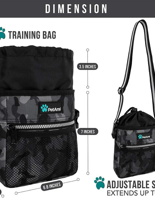 Load image into Gallery viewer, Dog Treat Pouch, Pet Treat Pouch for Training, Dog Walking Bag Holder for Kibbles, Pet Food Toy, Dog Trainer Essentials Supplies, Poop Bag Dispenser, 3 Ways to Wear (Camo Black)
