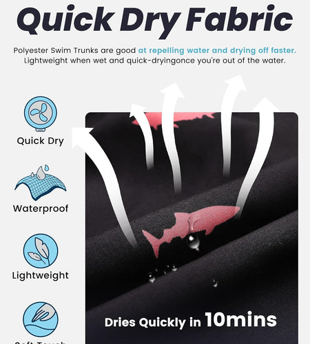 Mens Swim Trunks Quick Dry Swim Shorts with Mesh Lining Funny Swimwear Bathing Suits