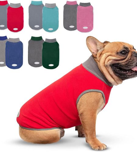 2 Pack Dog Sweatshirts Fleece Jacket with Reflective Stripe Pullover Stretchy Dog Sweater Soft Pet Clothes Lightweight Dog Sweaters for Small Dogs Turquoise & Grey