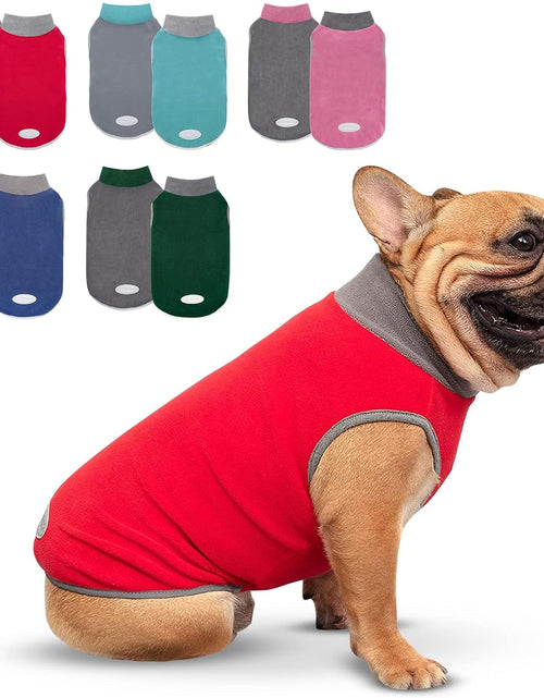 Load image into Gallery viewer, 2 Pack Dog Sweater Sweatshirt Stretchy Fleece Vest Pullover Dog Jacket with Reflective Stripe Lightweight Pet Coats Dog Sweaters for Small Dogs Grey &amp; Red
