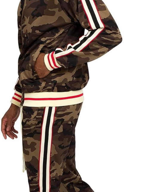 Load image into Gallery viewer, Men&#39;S Side Stripe Zipper Jacket Drawstring Waistband Tracksuit
