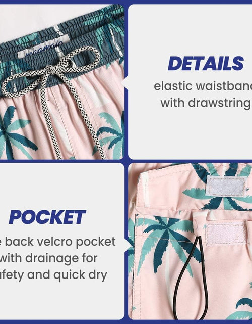 Load image into Gallery viewer, Mens Boys Short 80S 90S Vintage Swim Trunks with Mesh Lining Quick Dry Swim Suits Board Shorts
