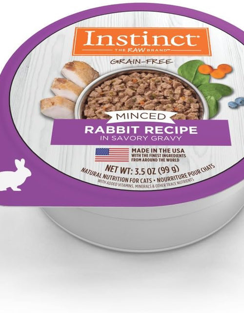 Load image into Gallery viewer, Grain Free Minced Recipe with Real Rabbit Natural Wet Cat Food, 3.5 Oz. Cups (Case of 12)
