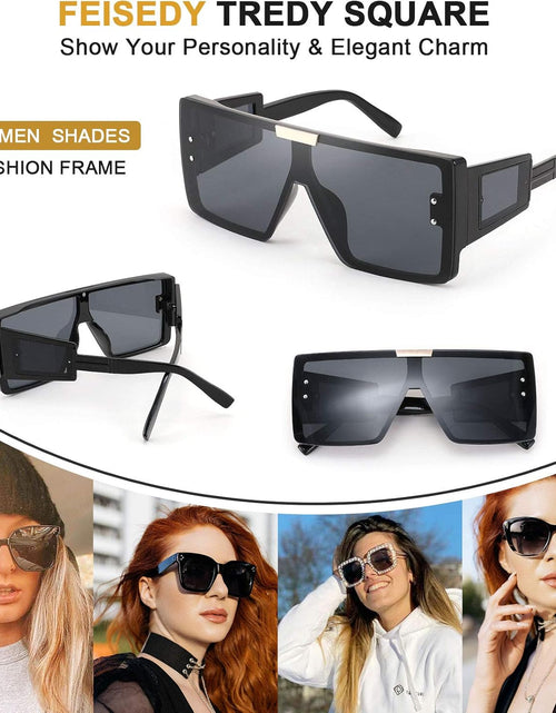 Load image into Gallery viewer, Square Oversized Flat Top Sunglasses with Side Lens Integrated for Women Men B4028
