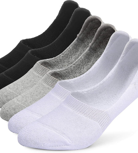 6 Pairs Unisex Thick Cushion Athletic Cotton Non Slip Low Cut Flat Liner No Show Socks