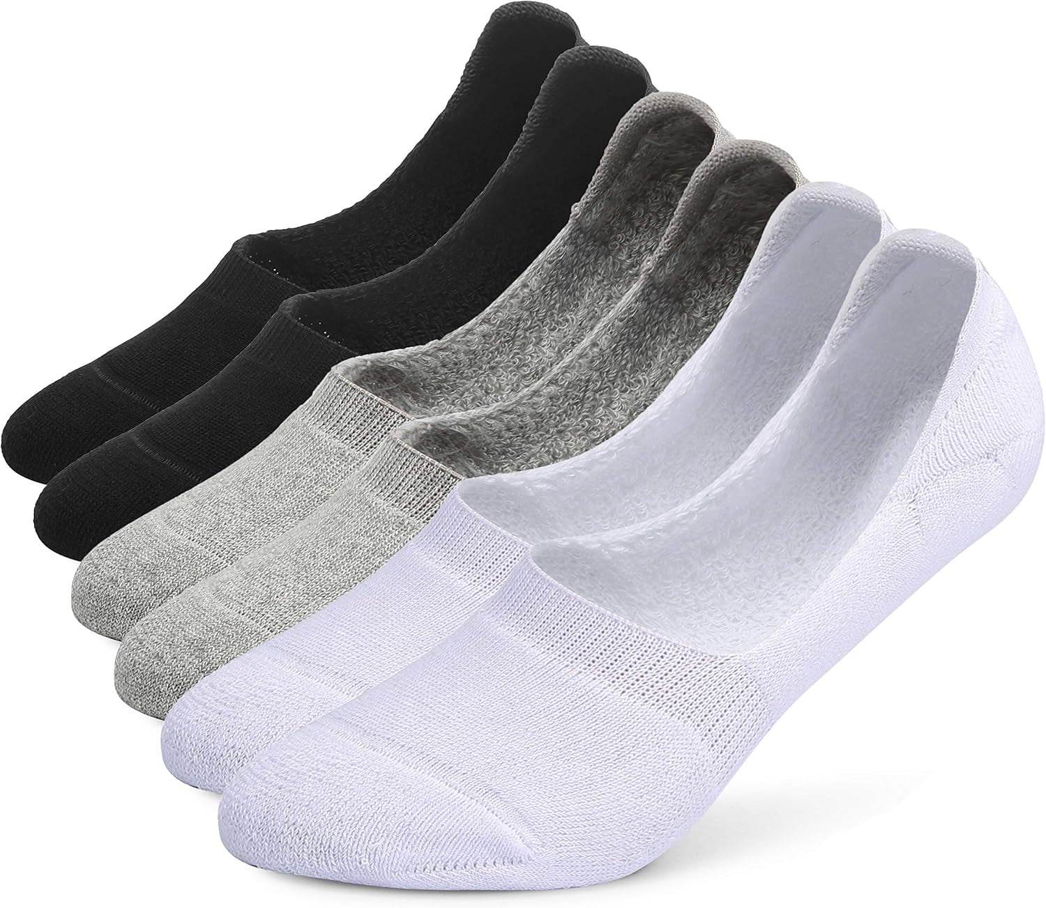 6 Pairs Unisex Thick Cushion Athletic Cotton Non Slip Low Cut Flat Liner No Show Socks