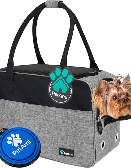 Load image into Gallery viewer, Airline Approved Dog Purse Carrier | Soft-Sided Pet Carrier for Small Dog, Cat, Puppy, Kitten | Portable Stylish Pet Travel Handbag | Ventilated Breathable Mesh, Sherpa Bed
